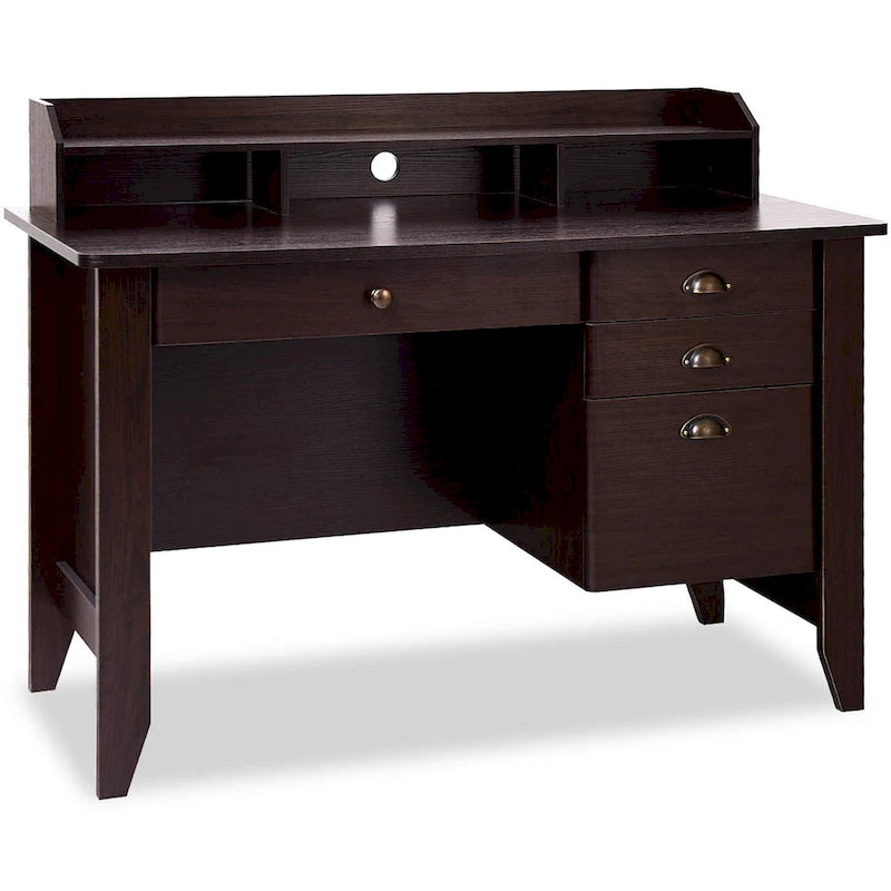 Bureau d'ordinateur en bois avec tiroirs