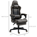 Fauteuil de jeu et de bureau style course avec hauteur réglable, dossier inclinable et support lombaire