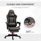 Fauteuil de jeu et de bureau style course avec hauteur réglable, dossier inclinable et support lombaire