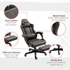 Fauteuil de jeu et de bureau style course avec hauteur réglable, dossier inclinable et support lombaire
