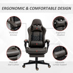 Fauteuil de jeu et de bureau style course avec hauteur réglable, dossier inclinable et support lombaire