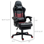Fauteuil de jeu et de bureau style course avec hauteur réglable, dossier inclinable et support lombaire