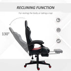 Fauteuil de jeu et de bureau style course avec hauteur réglable, dossier inclinable et support lombaire