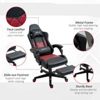 Fauteuil de jeu et de bureau style course avec hauteur réglable, dossier inclinable et support lombaire