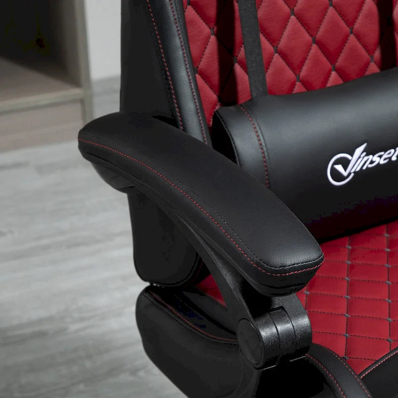 Fauteuil de jeu et de bureau style course avec hauteur réglable, dossier inclinable et support lombaire