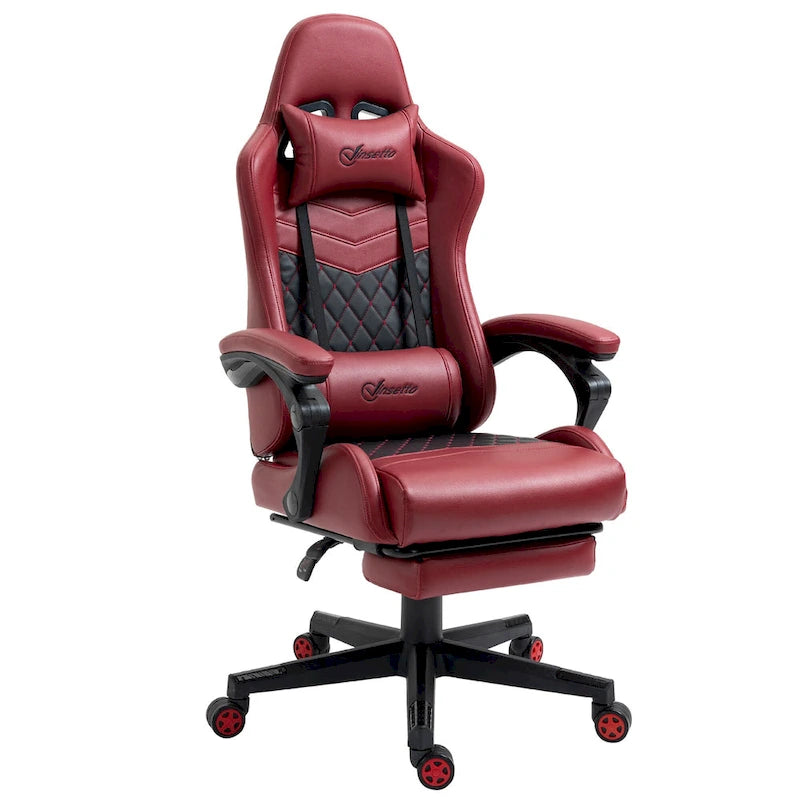 Fauteuil de jeu et de bureau style course avec hauteur réglable, dossier inclinable et support lombaire