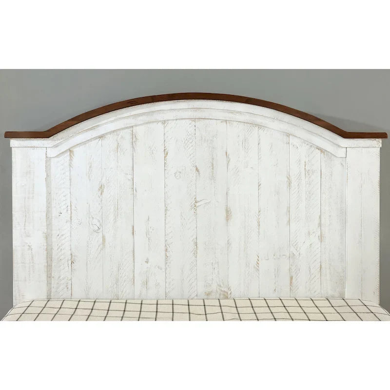 Ensemble de chambre à coucher 4 pièces White Pine avec port USB (lit, commode, miroir et table de chevet)