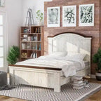 Ensemble de chambre à coucher 4 pièces White Pine avec port USB (lit, commode, miroir et table de chevet)