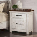 Ensemble de chambre à coucher 4 pièces White Pine avec port USB (lit, commode, miroir et table de chevet)