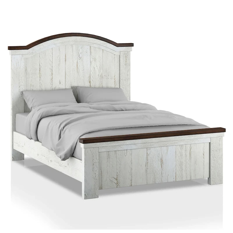 Ensemble de chambre à coucher 4 pièces White Pine avec port USB (lit, commode, miroir et table de chevet)