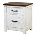 Ensemble de chambre à coucher 4 pièces White Pine avec port USB (lit, commode, miroir et table de chevet)