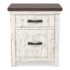 Ensemble de chambre à coucher 4 pièces White Pine avec port USB (lit, commode, miroir et table de chevet)