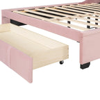 Lit plateforme rembourré Queen Size avec tête de lit capitonnée à oreilles et tiroir de rangement