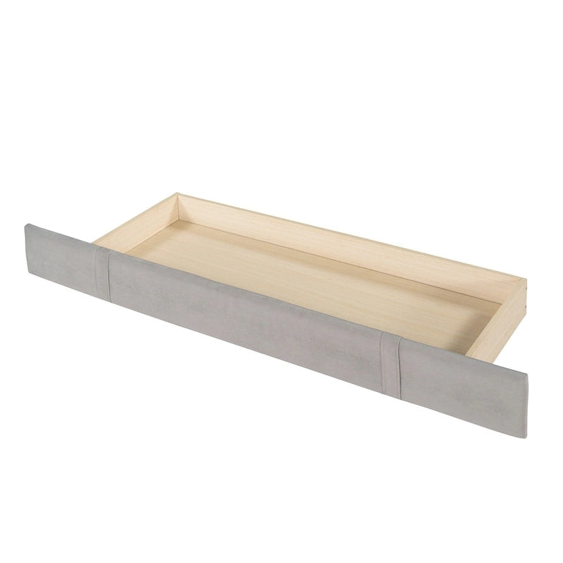 Lit plateforme rembourré Queen Size avec tête de lit capitonnée à oreilles et tiroir de rangement