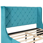 Lit plateforme rembourré Queen Size avec tête de lit capitonnée à oreilles et tiroir de rangement