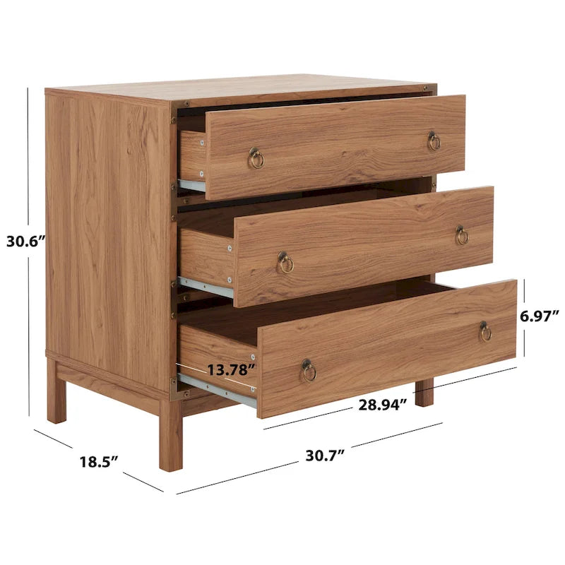 Commode à 3 tiroirs avec quincaillerie dorée