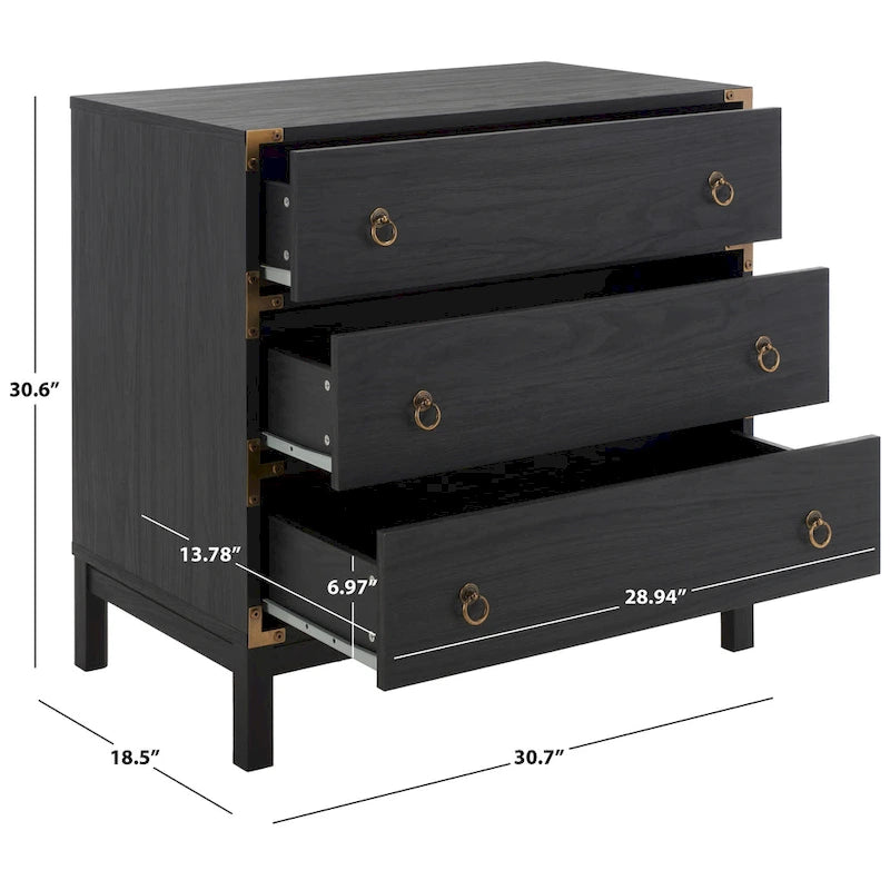 Commode à 3 tiroirs avec quincaillerie dorée