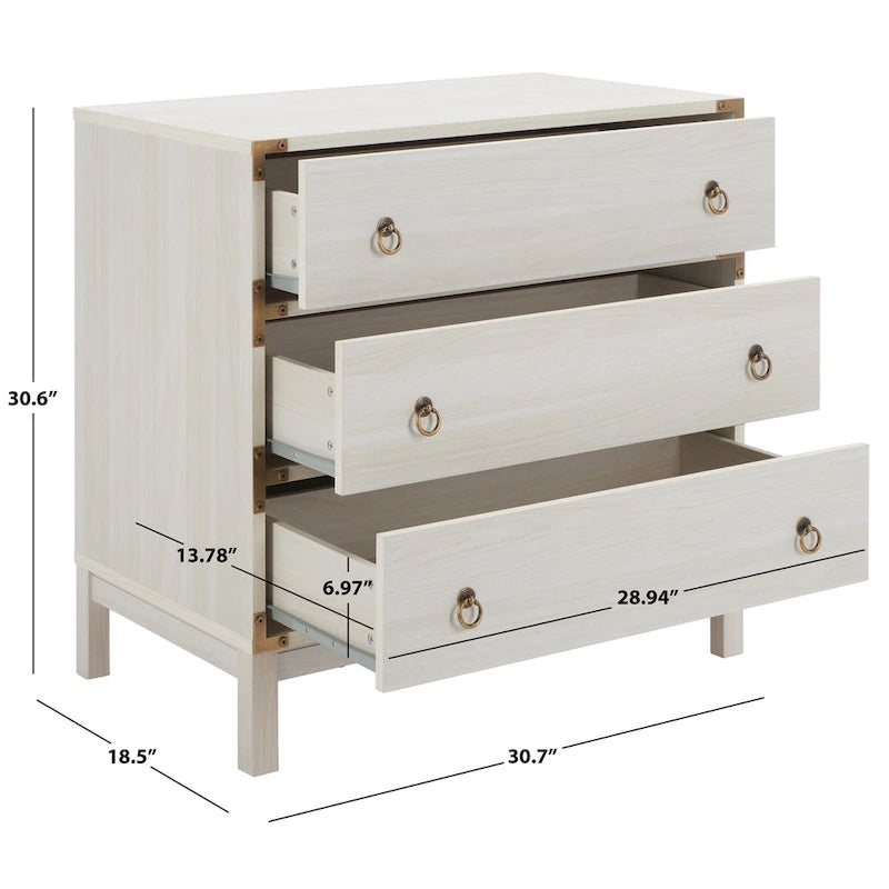 Commode à 3 tiroirs avec quincaillerie dorée
