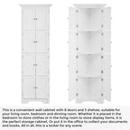Meuble d'angle de rangement haut avec 8 portes et 4 étagères