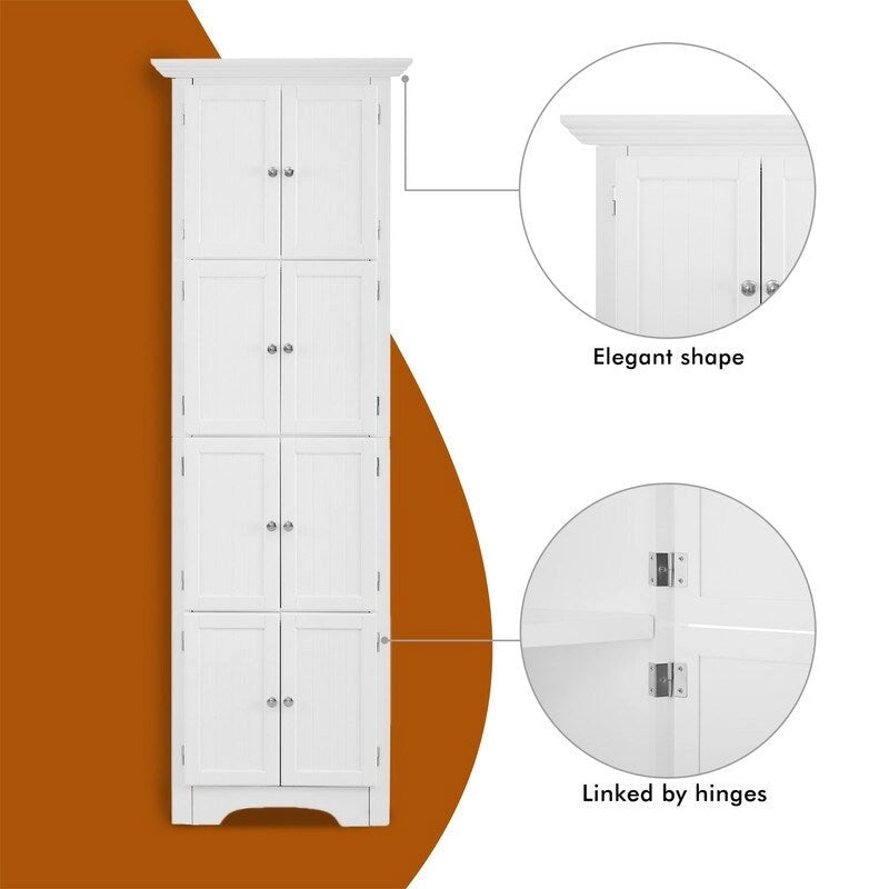 Meuble d'angle de rangement haut avec 8 portes et 4 étagères