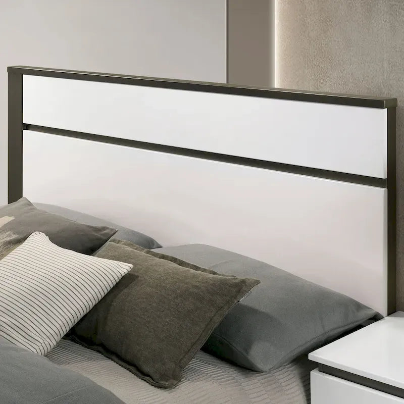 Lit plateforme moderne blanc à 2 tiroirs
