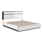 Lit plateforme moderne blanc à 2 tiroirs