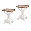 Lot de 2 tables d'appoint rustiques style ferme avec plateau amovible