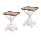 Lot de 2 tables d'appoint rustiques style ferme avec plateau amovible