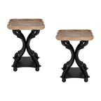 Lot de 2 tables d'appoint rustiques style ferme avec plateau amovible
