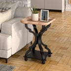 Lot de 2 tables d'appoint rustiques style ferme avec plateau amovible