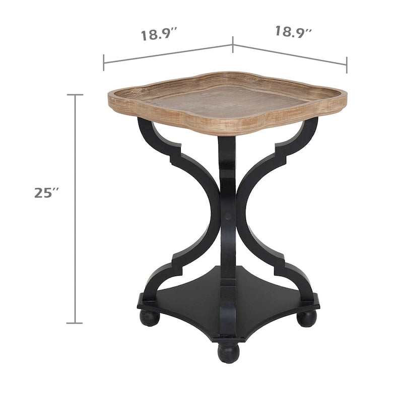 Lot de 2 tables d'appoint rustiques style ferme avec plateau amovible