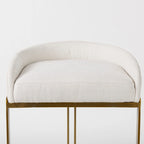 Tabouret de comptoir en tissu crème avec structure en métal doré