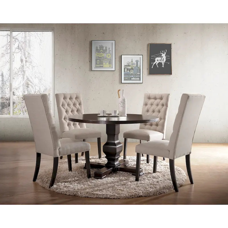 Table de salle à manger à piédestal ronde en bois de 47 pouces