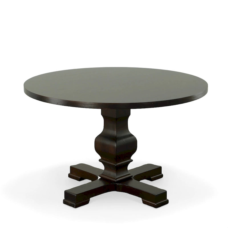 Table de salle à manger à piédestal ronde en bois de 47 pouces