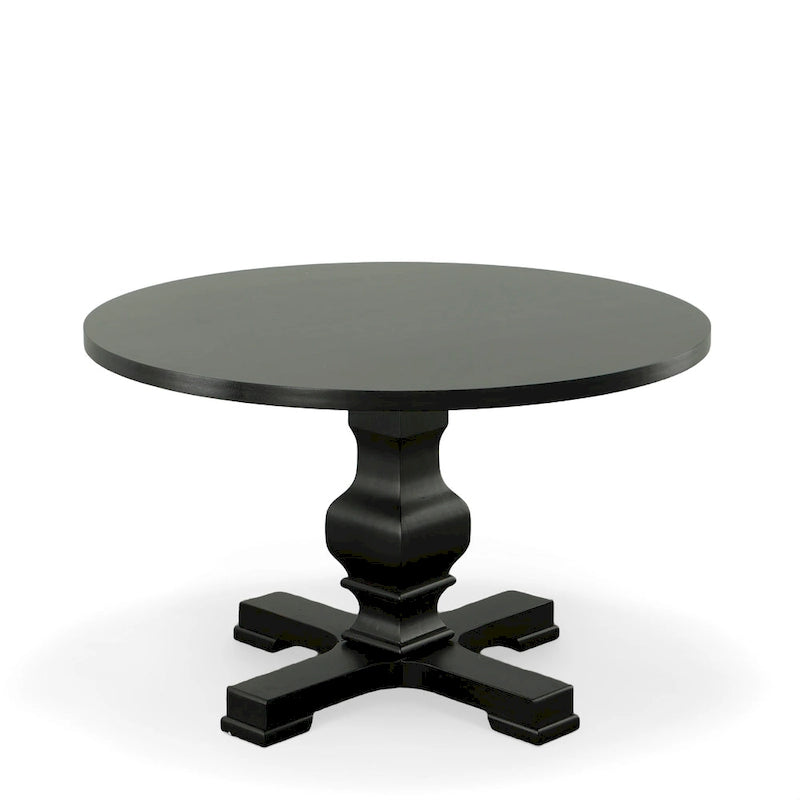 Table de salle à manger à piédestal ronde en bois de 47 pouces