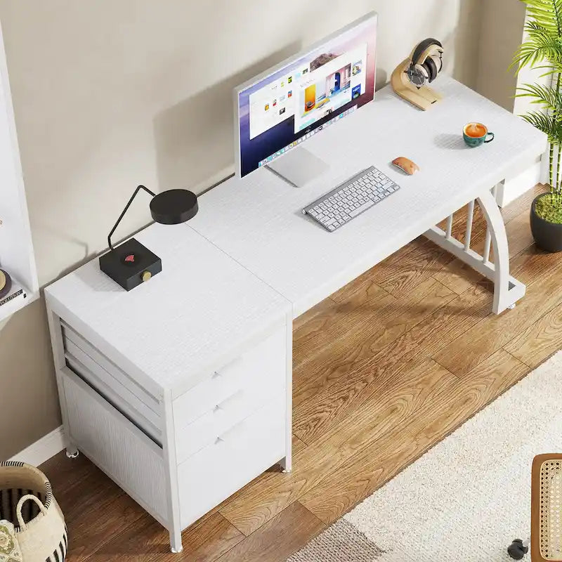 Bureau informatique de 59 pouces avec 3 tiroirs réversibles