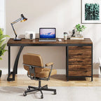 Bureau informatique de 59 pouces avec 3 tiroirs réversibles