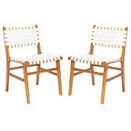 Chaises de salle à manger en cuir tressé avec cadre en bois – Lot de 2