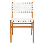 Chaises de salle à manger en cuir tressé avec cadre en bois – Lot de 2