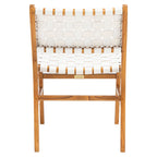 Chaises de salle à manger en cuir tressé avec cadre en bois – Lot de 2
