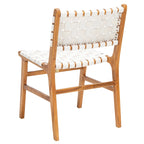 Chaises de salle à manger en cuir tressé avec cadre en bois – Lot de 2