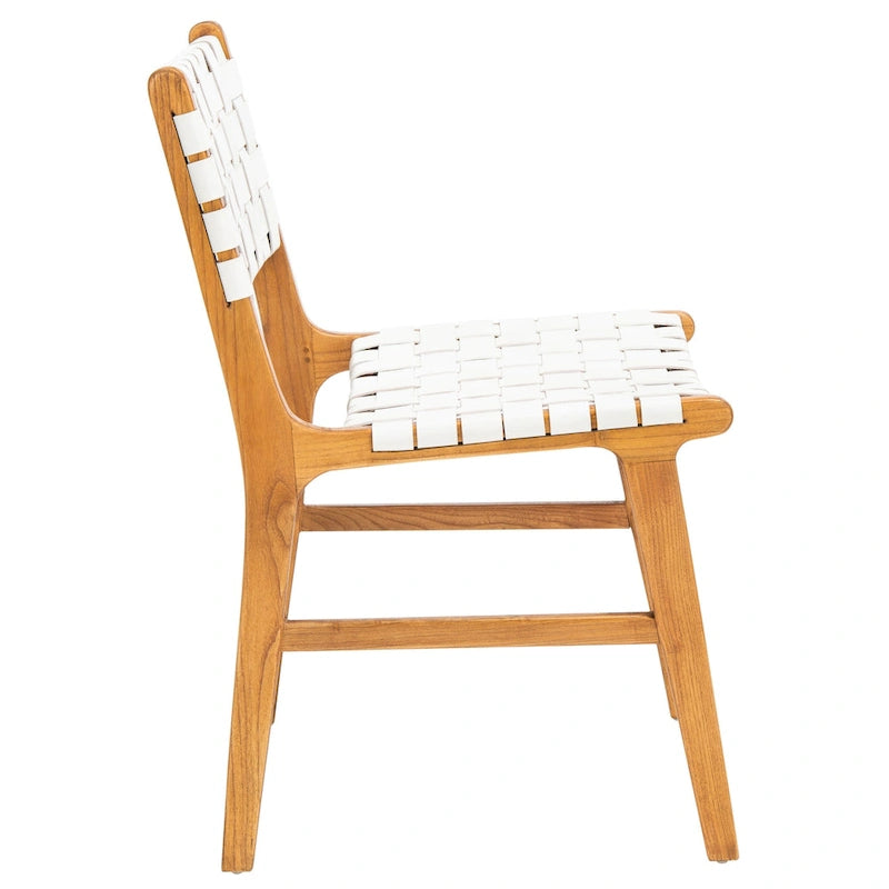 Chaises de salle à manger en cuir tressé avec cadre en bois – Lot de 2