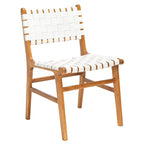 Chaises de salle à manger en cuir tressé avec cadre en bois – Lot de 2
