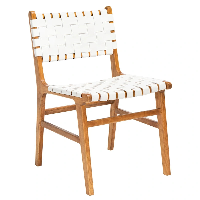 Chaises de salle à manger en cuir tressé avec cadre en bois – Lot de 2
