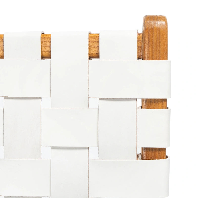 Chaises de salle à manger en cuir tressé avec cadre en bois – Lot de 2