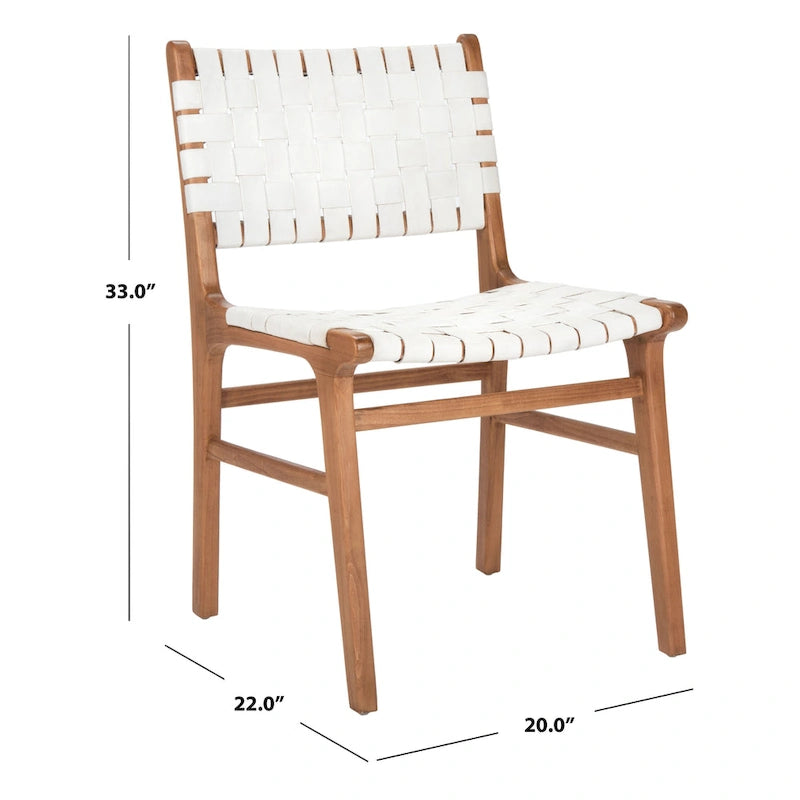 Chaises de salle à manger en cuir tressé avec cadre en bois – Lot de 2