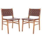 Chaises de salle à manger en cuir tressé avec cadre en bois – Lot de 2