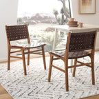 Chaises de salle à manger en cuir tressé avec cadre en bois – Lot de 2