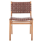 Chaises de salle à manger en cuir tressé avec cadre en bois – Lot de 2