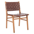 Chaises de salle à manger en cuir tressé avec cadre en bois – Lot de 2